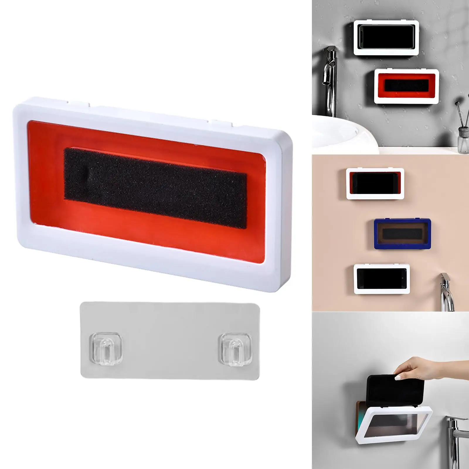Bathroom Shower Phone Holder Anti Fog Adhesive Touchable Phone Cradle for Bathtub
