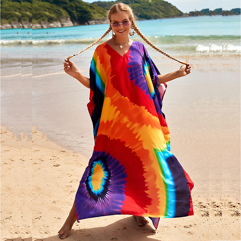 Face Swim Suit Cover-up Vestido Boêmio Robe