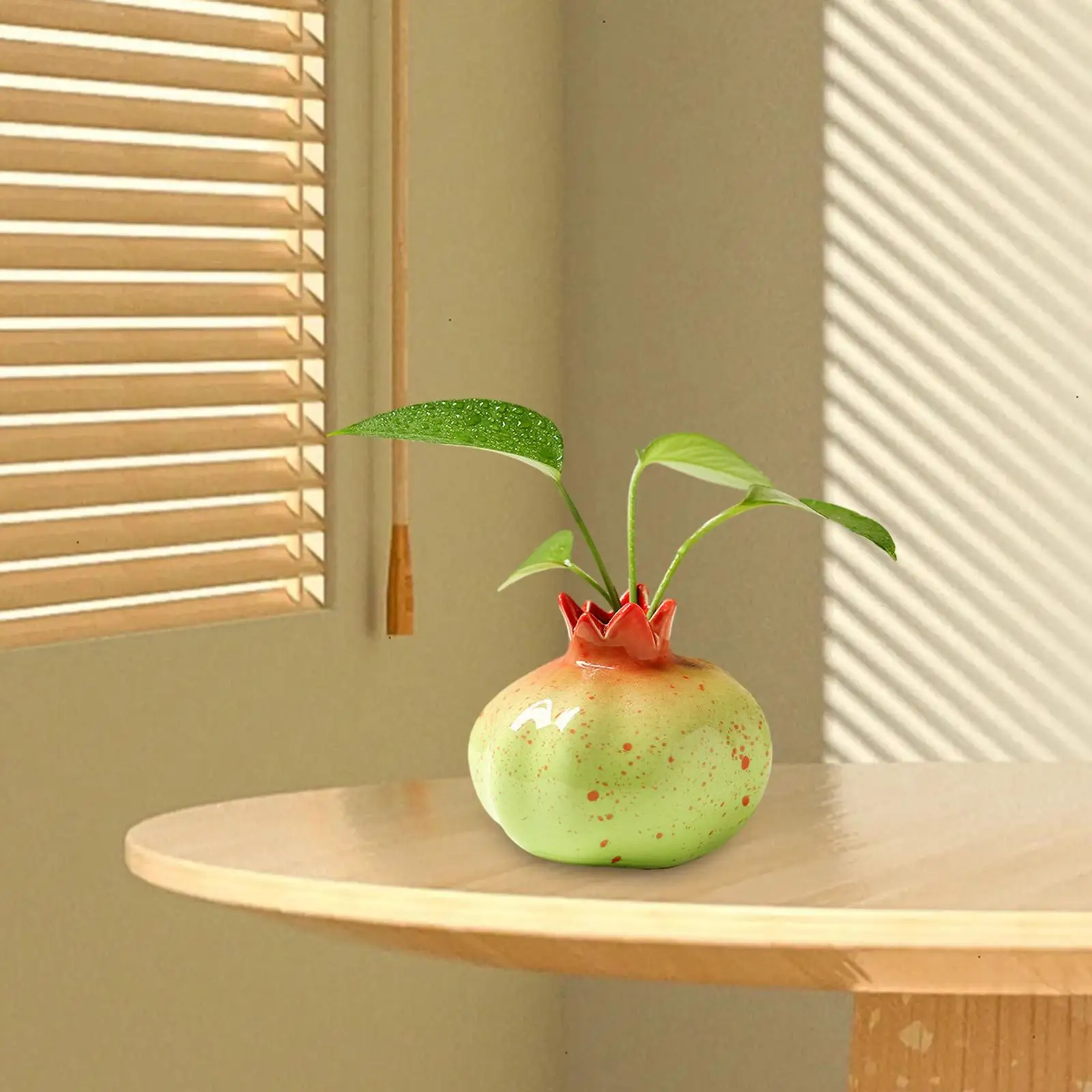 Pomegranate Shaped Vase Hydroponic Plant Pot Planter Minimalist Ceramic Flower Vase Bud Vase for Bookshelf Party Living Room