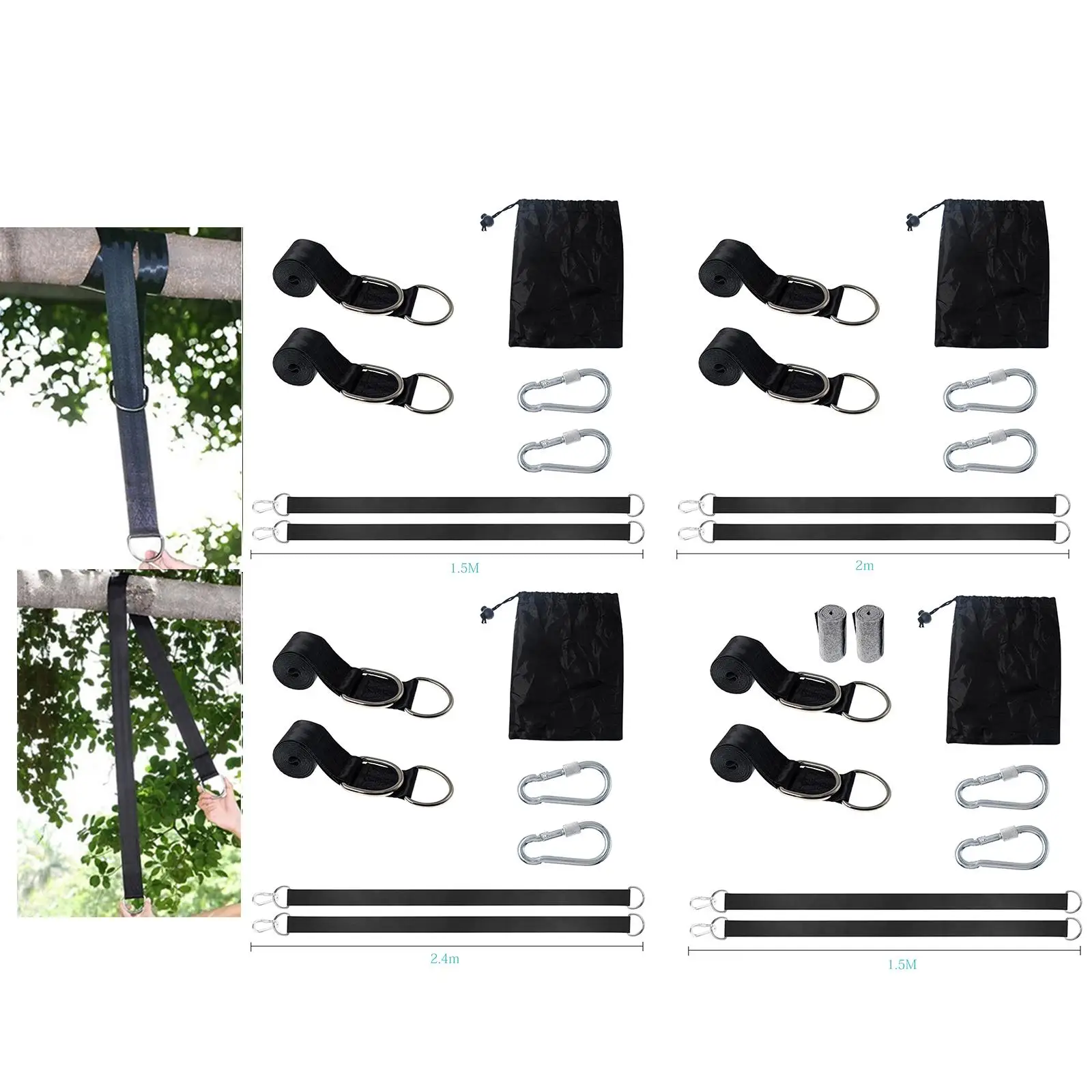 Tree Swing Hanging Straps Kit Hammock Strap Easy Installation with Carry Pouch