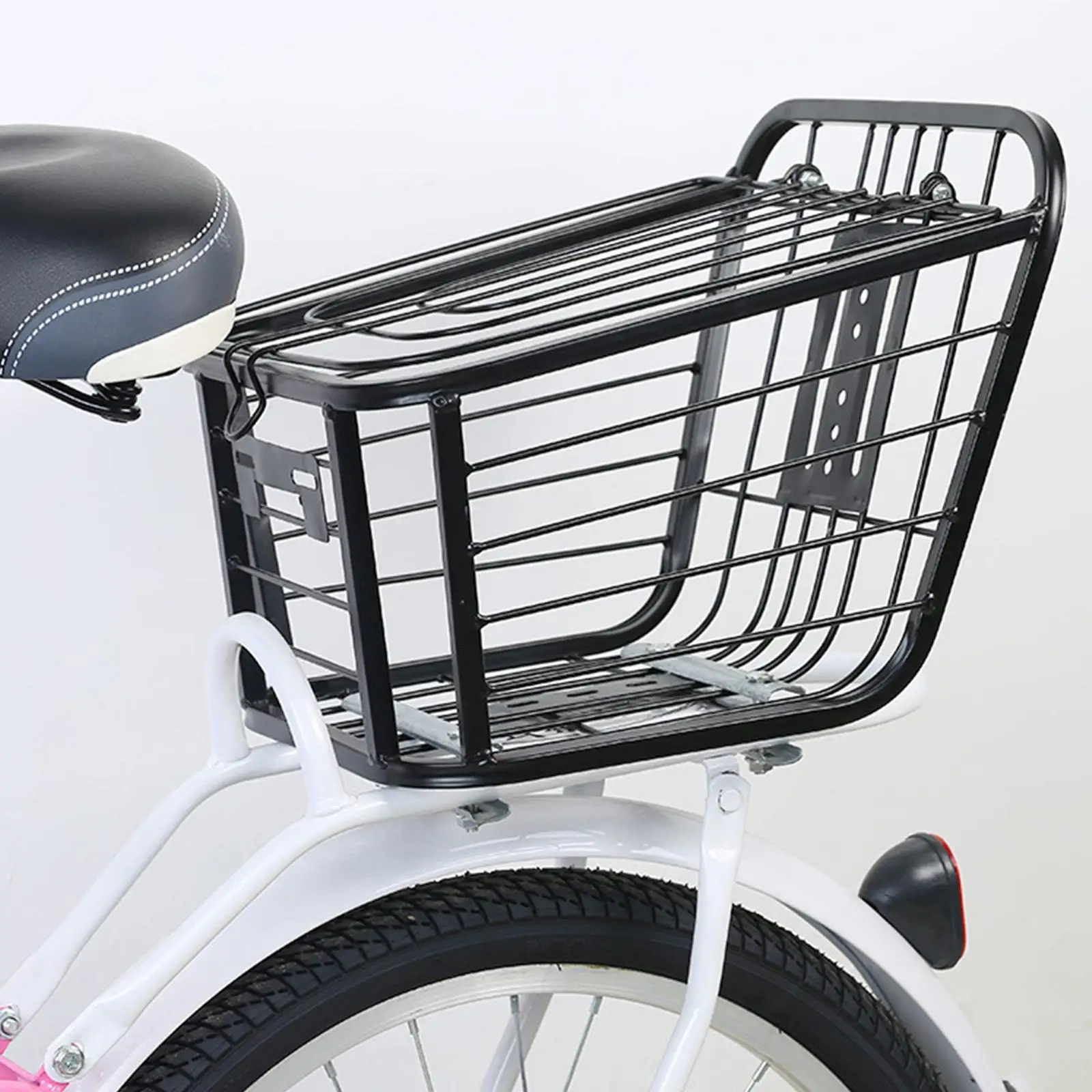 Rear Bike Basket Durable Hanging Wire Mesh Basket Bicycle Storage Basket for Cycling Road Bike Travel Women`s and Men`s Riding