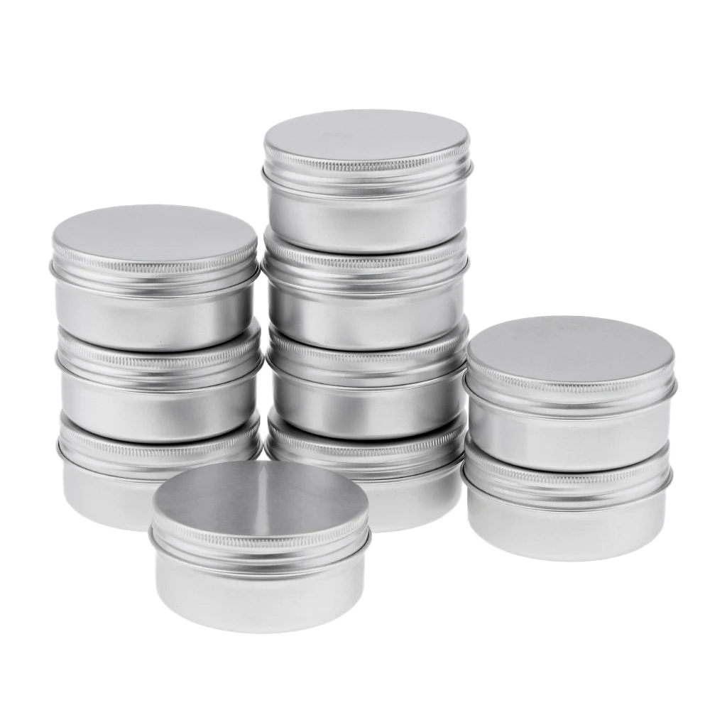 10Pcs/Lot Portable Empty Aluminum Tins Cans with Screw Lids Cosmetics Packing Container Jar Top 0g