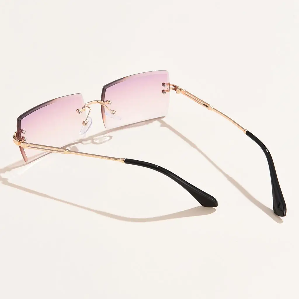 Retro Womens Rimless Sunglasses Tinted Lens 400 Eyewear Shades