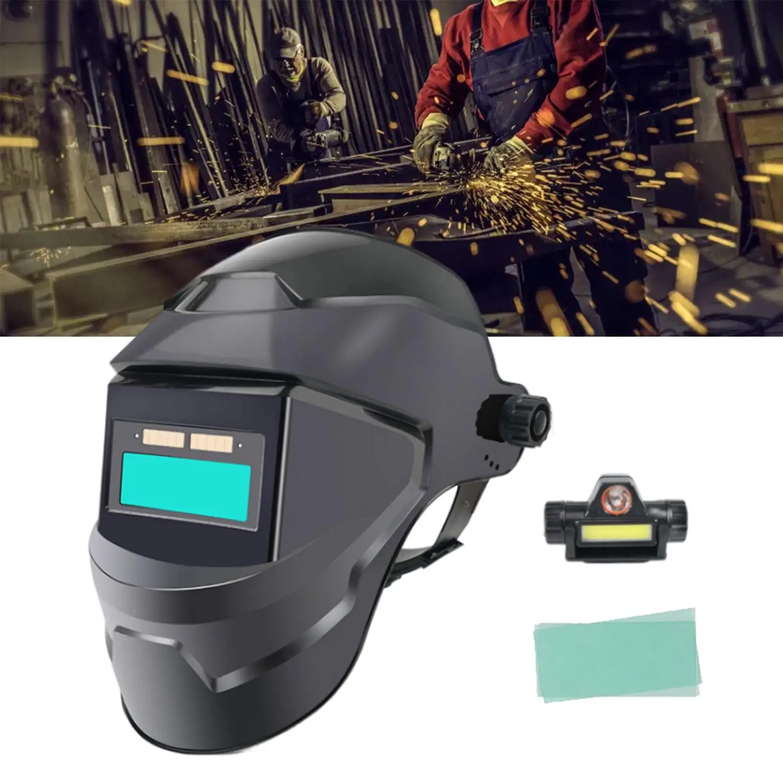 Solar Powered Welding Helmet Eyes and Face Protection Large Viewing Large Field of View Welding Face Cover Protective Gear