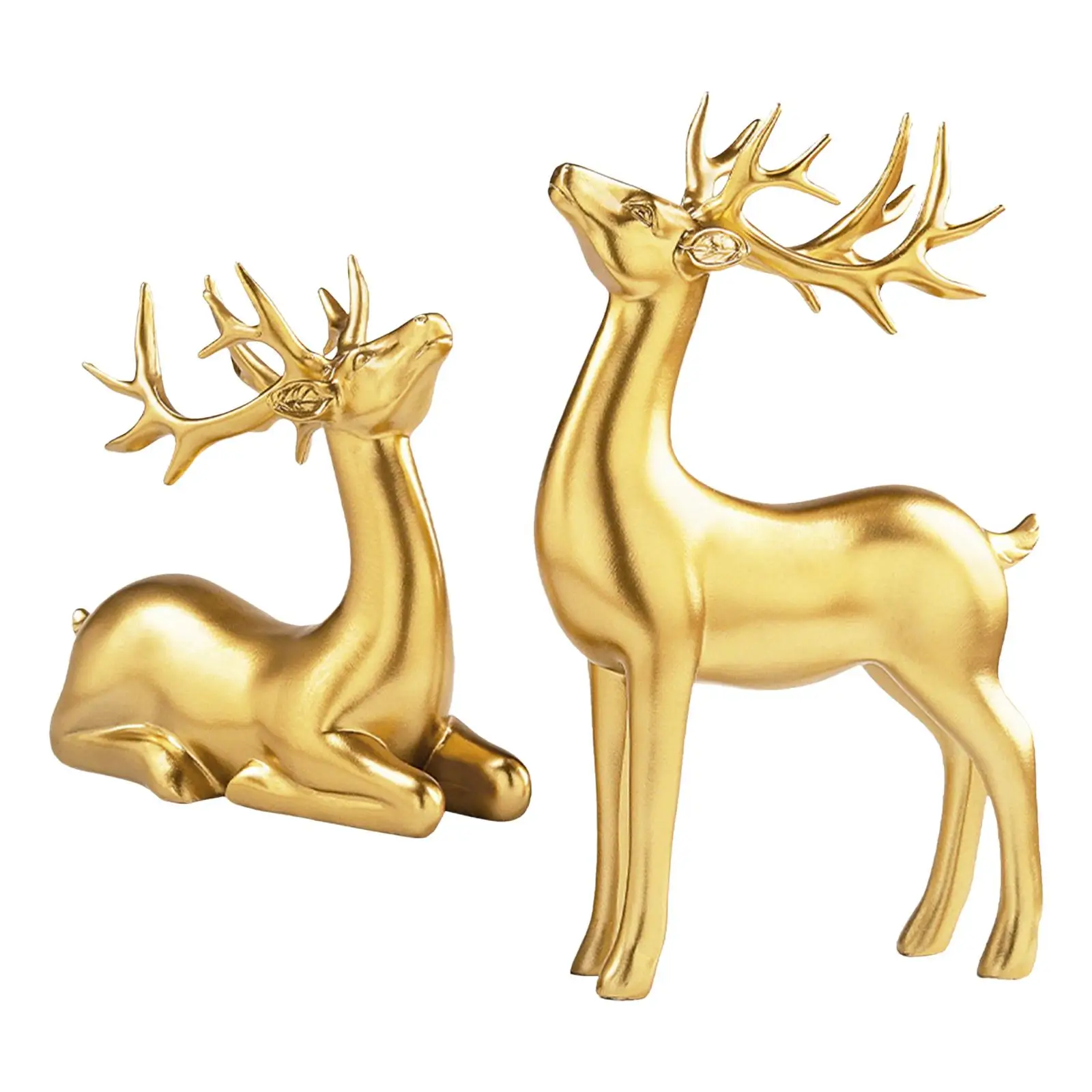 2x Modern Couple Deer Statue Figurine Sculpture Craft Gifts for Desktop Bookcase TV Cabinet Decoration