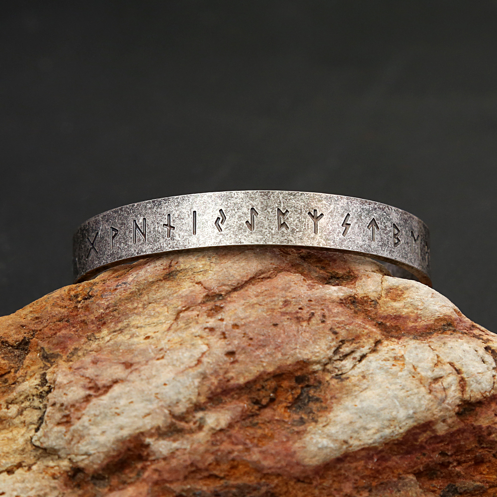 Mode Vintage Viking Rune Armband für Männer Frauen 316L Edelstahl Einfache Offene Armband Amulett Schmuck Geschenk Dropshipping – Detail 4