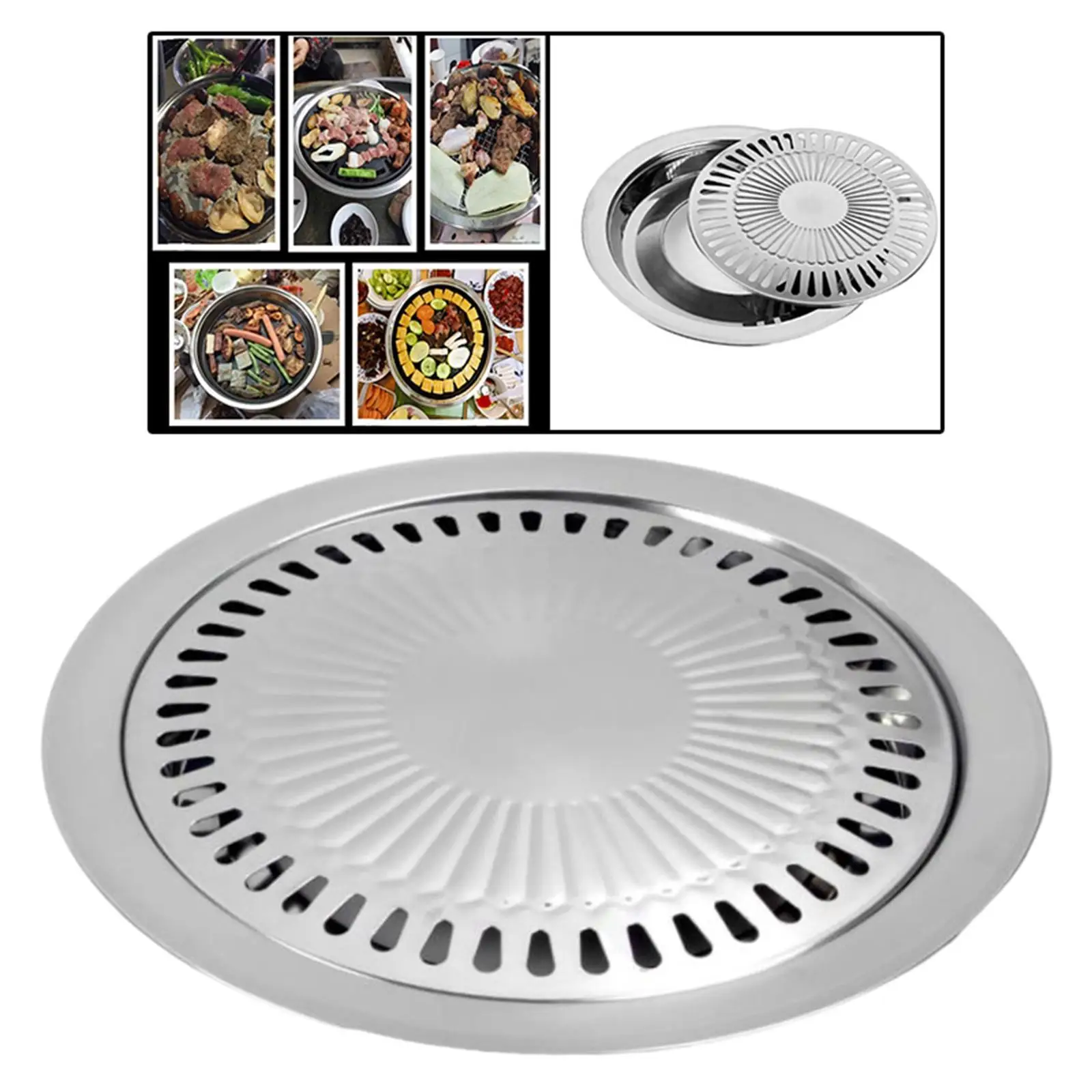 Non Stick Barbecue Plate Grilling Plate Roasting Plate Smokeless Portable BBQ Grill Plate for Outdoor Camping Picnic Grill BBQ
