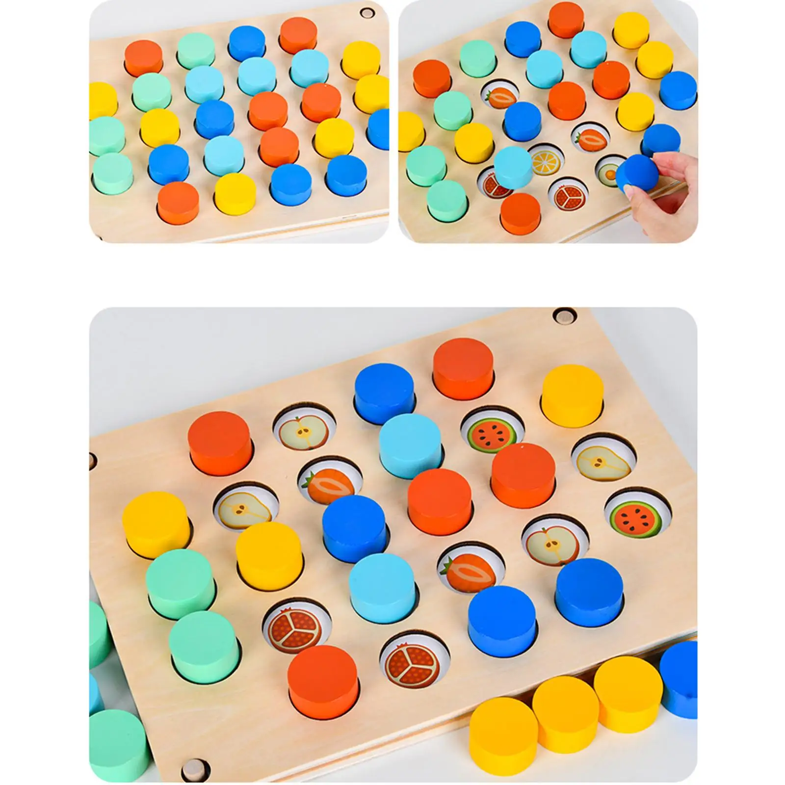 Wood Memory Matching Game with 10 Double Side Cards Memory Match for Kids Parent-Child Board Game Interaction Educational Toys