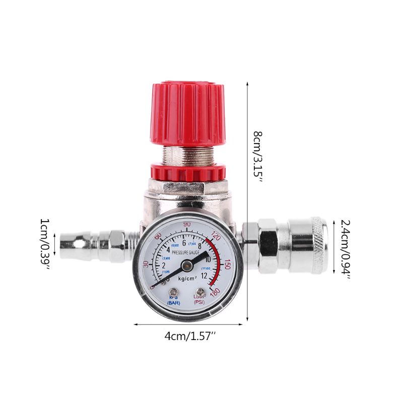 Luft kompressor Druckregler mit Messuhr 0-100 psi Luft manometer 0-12bar Edelstahl Manometer langlebig – Detail 6