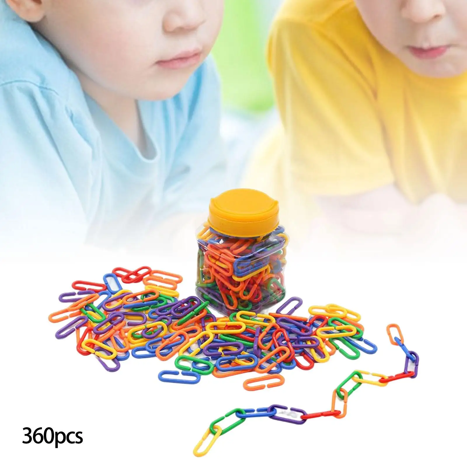 360 Pieces Rainbow Color Hook Links Children`s Learning Color Cognitive