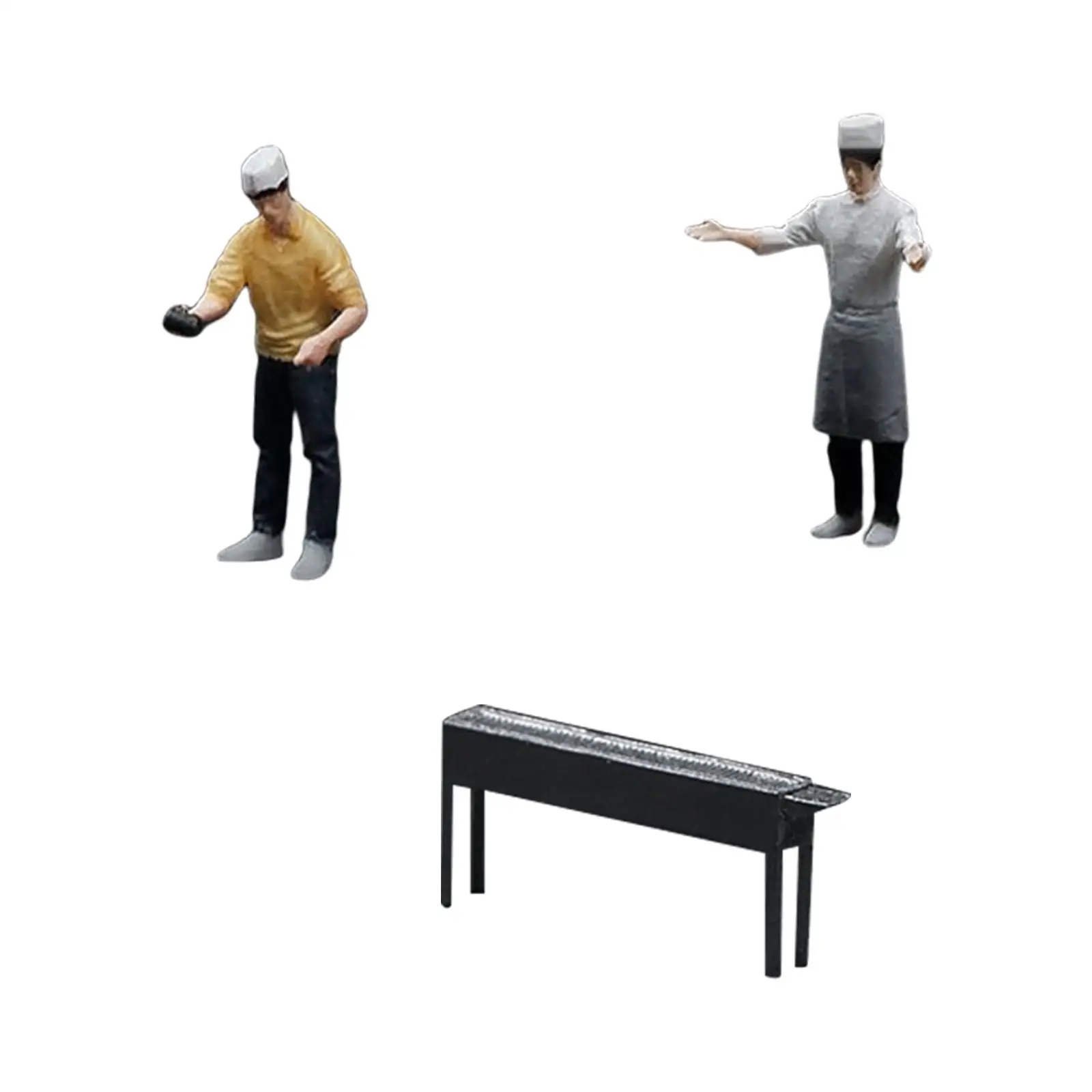 Resin 1/64 BBQ Chef Figures DIY Projects S Gauge Miniature Scenes Diorama Scenery Scene Train Railway Layout Decoration