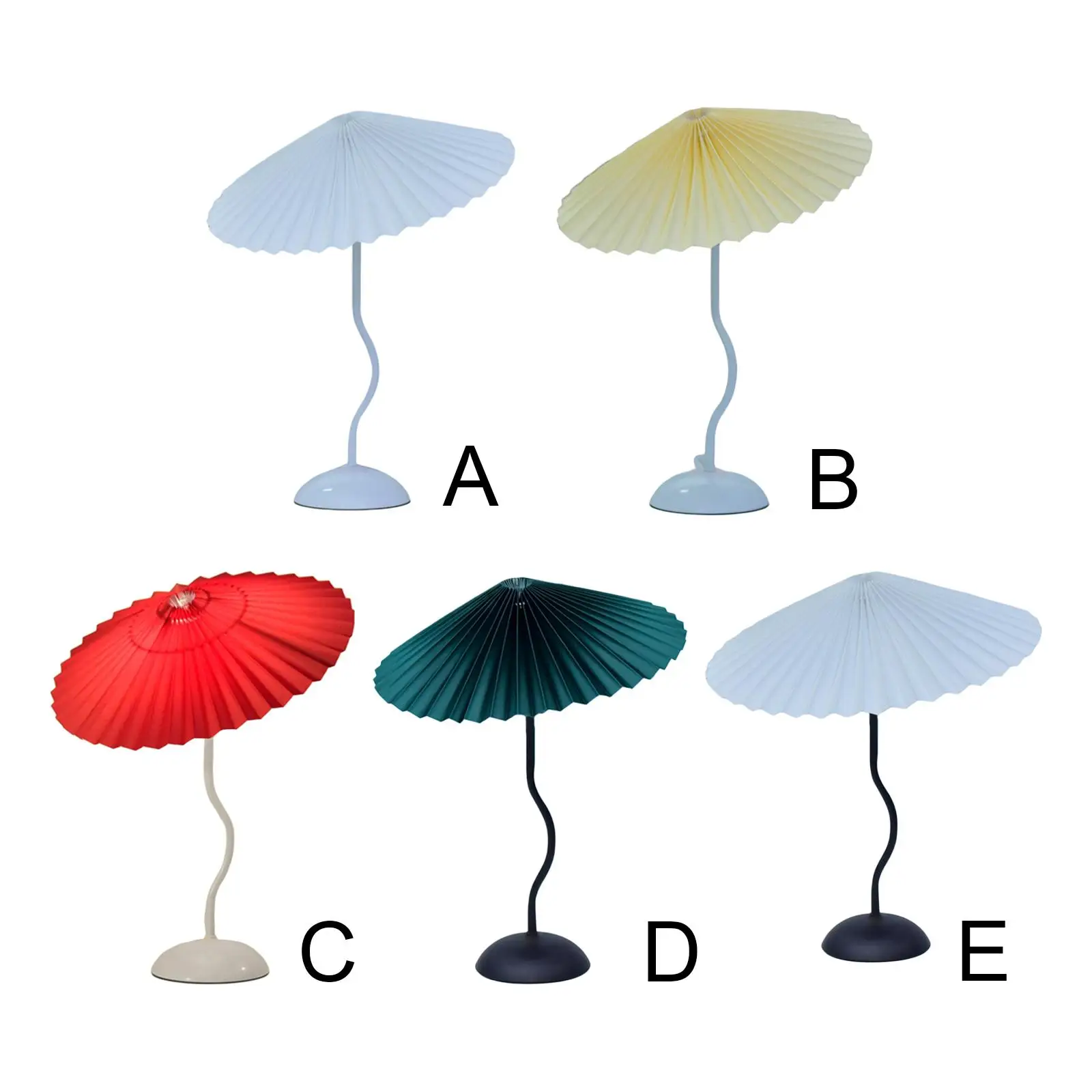 Retro Table Lamps Bedside Table Lamps with Fabric Lampshade Pleated Umbrella