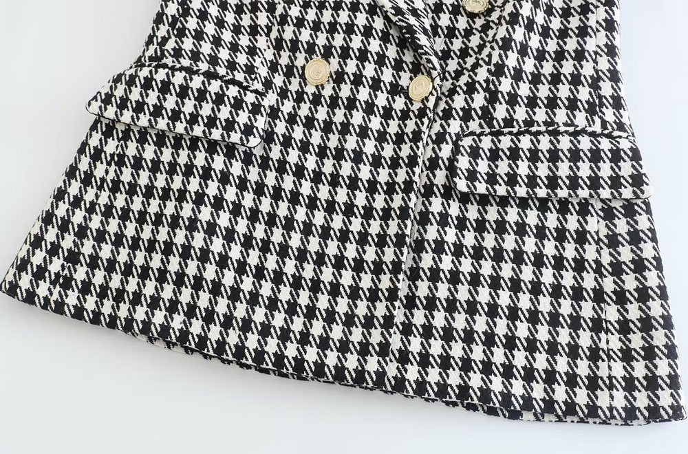 Title 8, TRAF Women Fashion Double Breasted Houndstooth ...