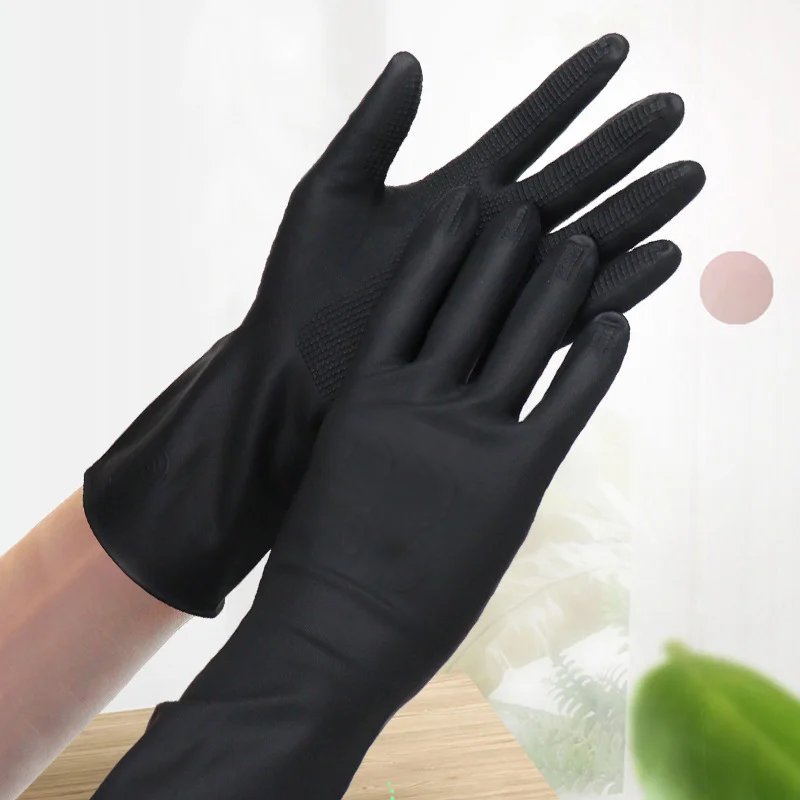 Description Picture 2 of itemBlack Salon Dyed Hair Rubber Gloves Perm Curling Hairdressing Heat Resistant Finger Waterproof Glove