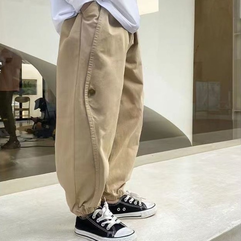 Jungen Frühling Herbst neue hohe Taille einfarbige Mode vielseitige westliche Stil bequeme Trend Kinder Kinder kleidung Hosen – Detail 4