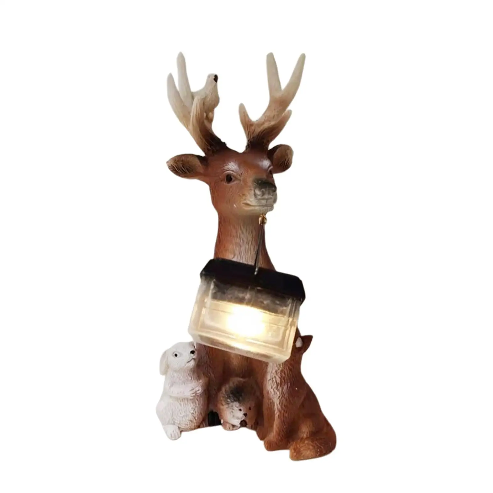 Garden deer Statue Lawn Decorations Resin with Solar Light for Porch Yard Patio Gifts