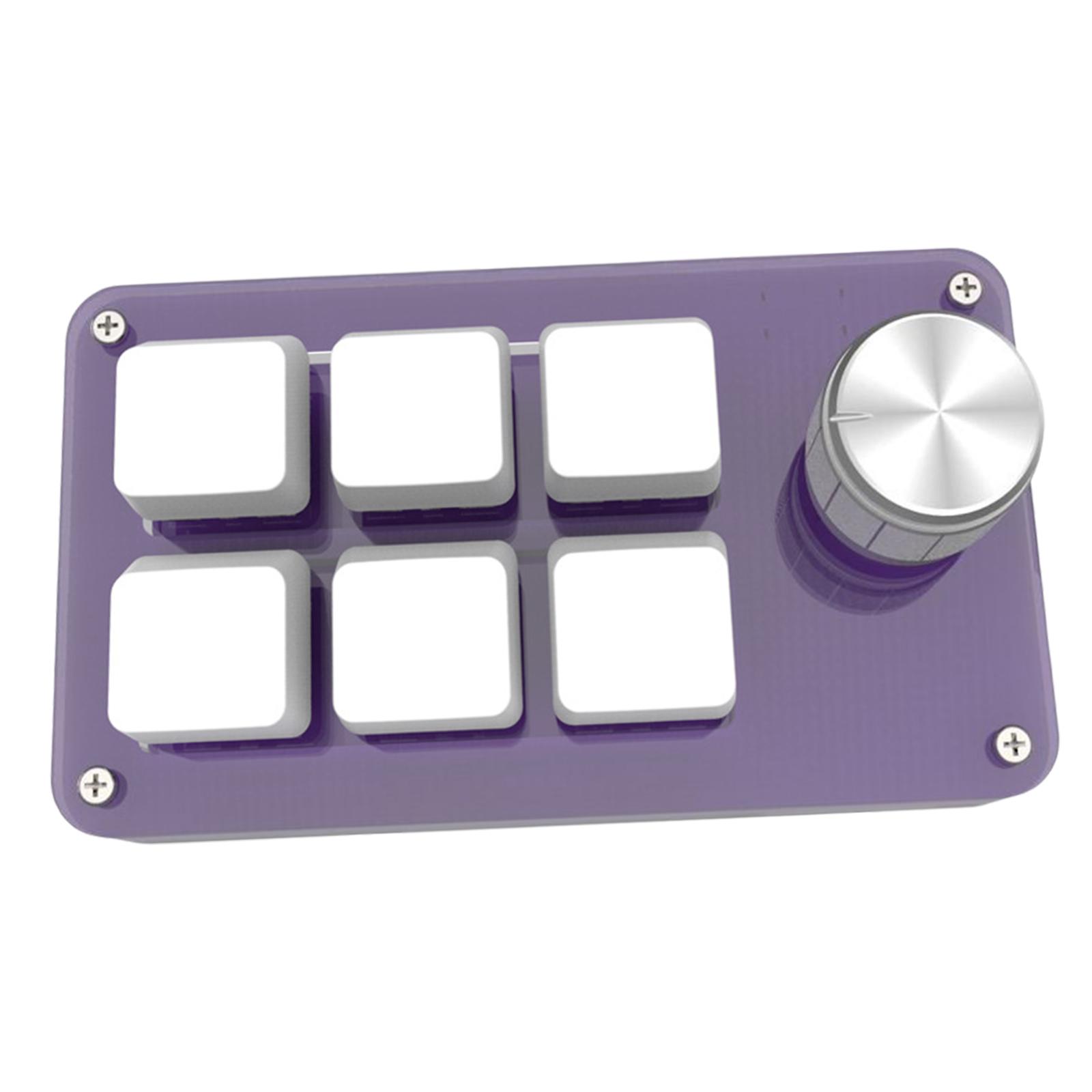 Hot Swap Mini Keyboard 6 Keys Durable Six Key Compact DIY Shortcut Key with Knob USB Type C Keypad Keyboard for Computer Laptops