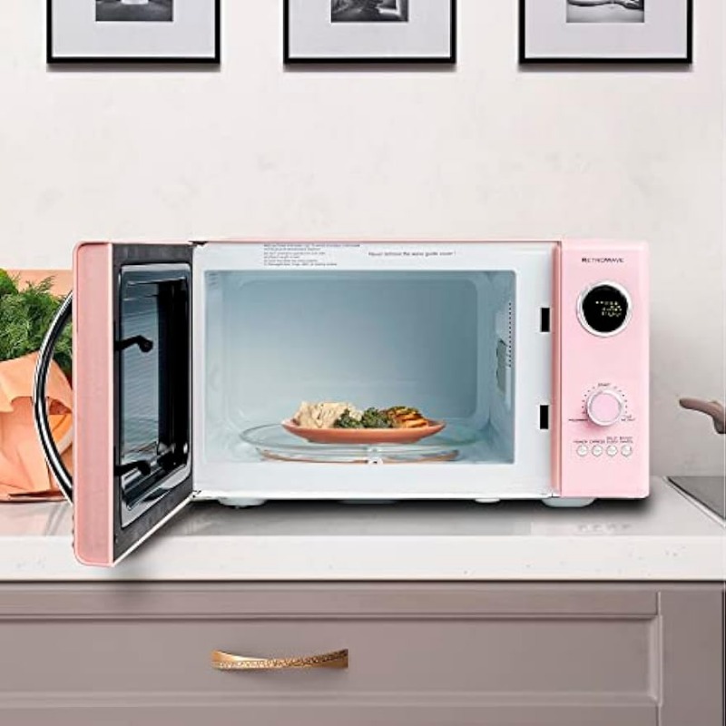 Title 8, Retro Countertop Microwave Oven-0.9 cu ft-12 Pr...