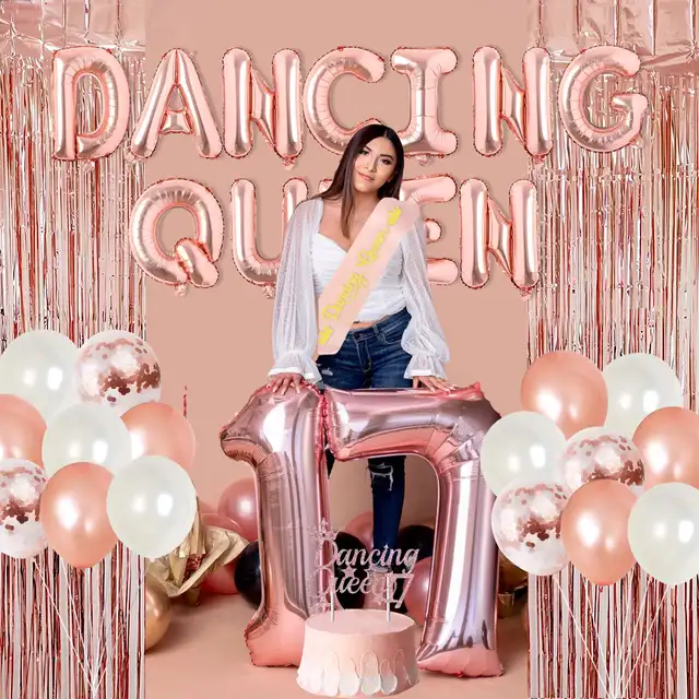  Dancing Queen 17th Birthday Decoration Rose Gold for