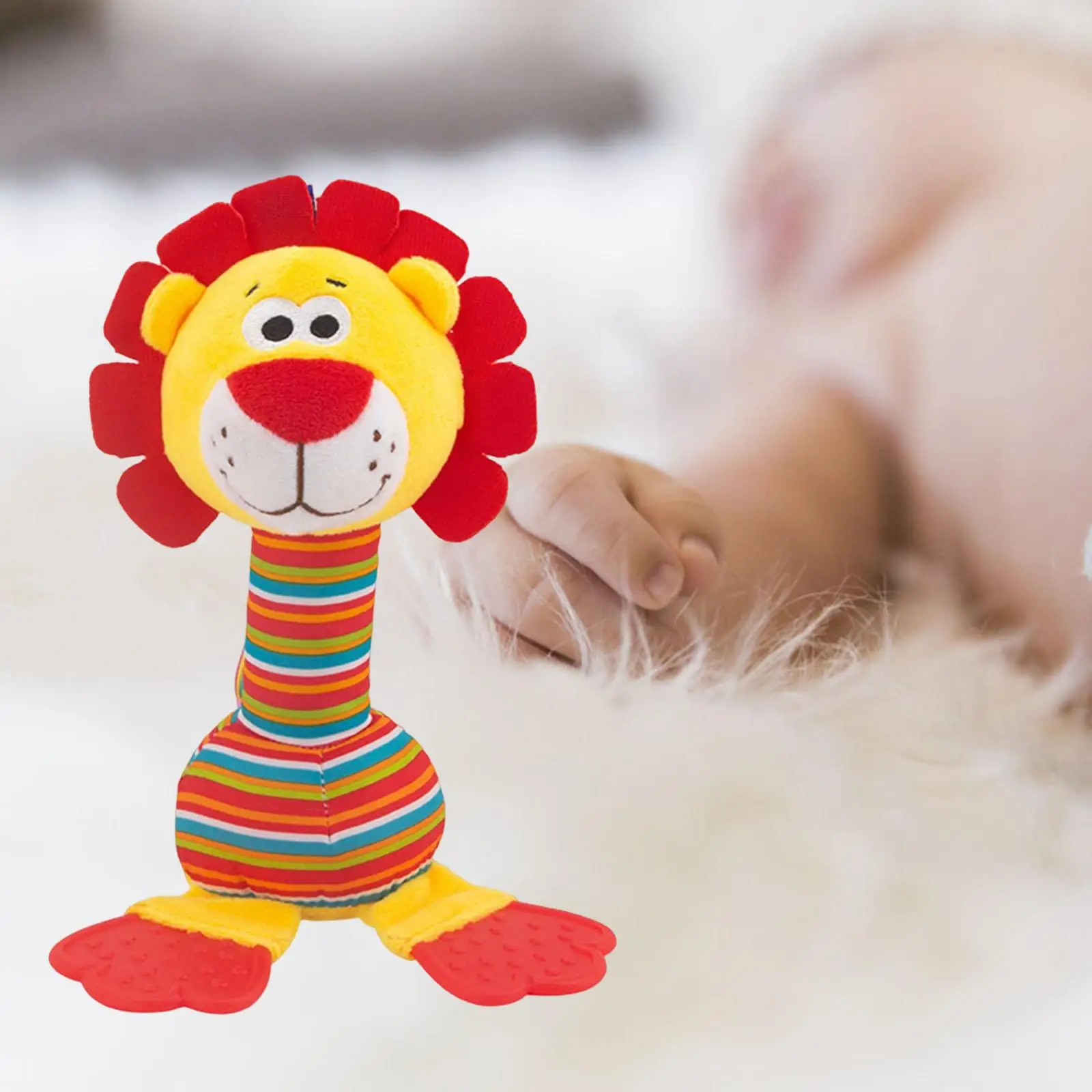 Cute Hand Rattles Squeaker Sticks Early Educational Handbells Developmental Stuffed Hand Grip Toys Infant 3 6 Toddlers