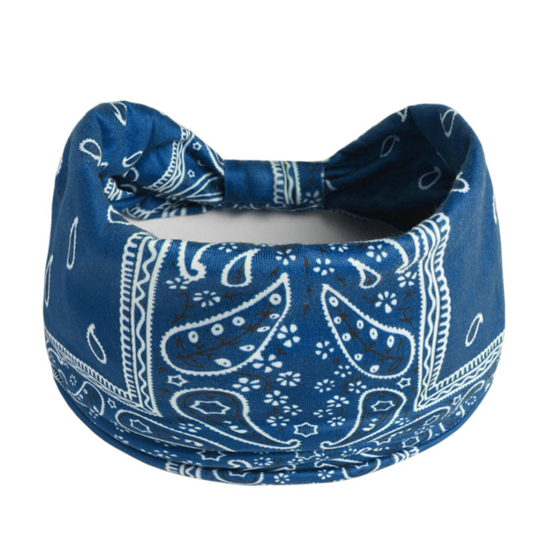 Boho Knoten Turbane Yoga elastische Kopf wickel Frauen Stirnband breite Haar bänder Kopf bedeckung gedruckt Bandanas Mode Haarband Zubehör – Detail 6