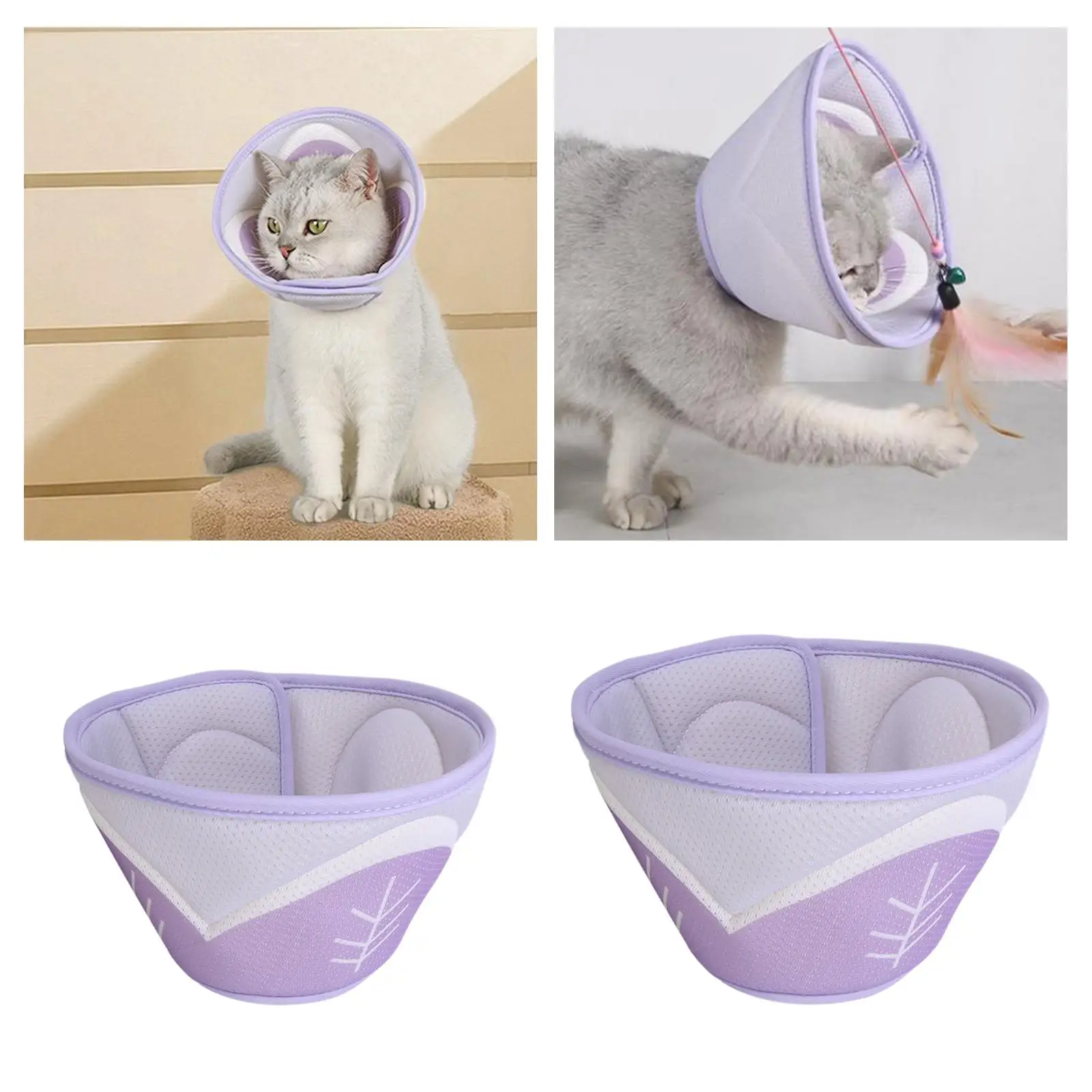 Cat Cone Anti Scratching Easy to Wear Soft Adjustable Mesh Fabric Dog Cone for Cat Trimming Pet Bathing Small Dogs Kittens Cats