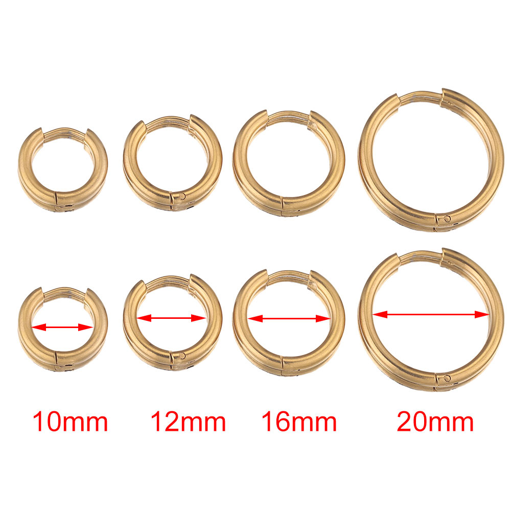 6 Stück 2/2,5 mm Breite Edelstahl vergoldet runde Ohrringe Creolen für Damen Mode Ohrringe koreanische Schmuck Geschenke – Detail 6