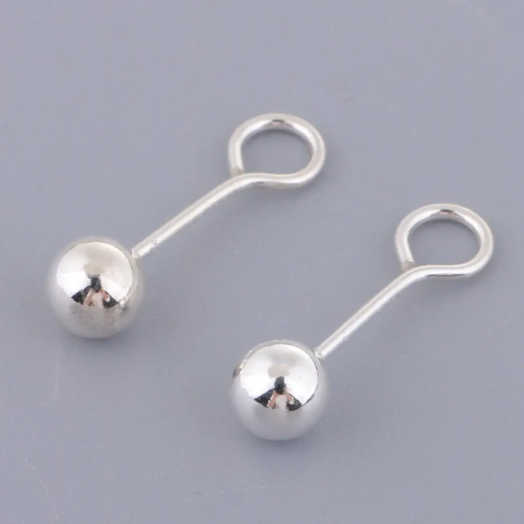 2 Pieces  Ball Stud Earring Hook Ear  For Men Women Girls Jewelry Findings 5mm
