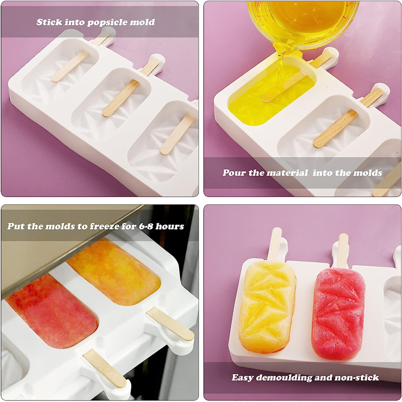 Description Picture 4 of itemFood Grade Silicone Ice Cream Molds 8 Size Ice Lolly Moulds Freezer Ice Cream Bar Molds DIY with Popsicle Sticks Eco-Friendly