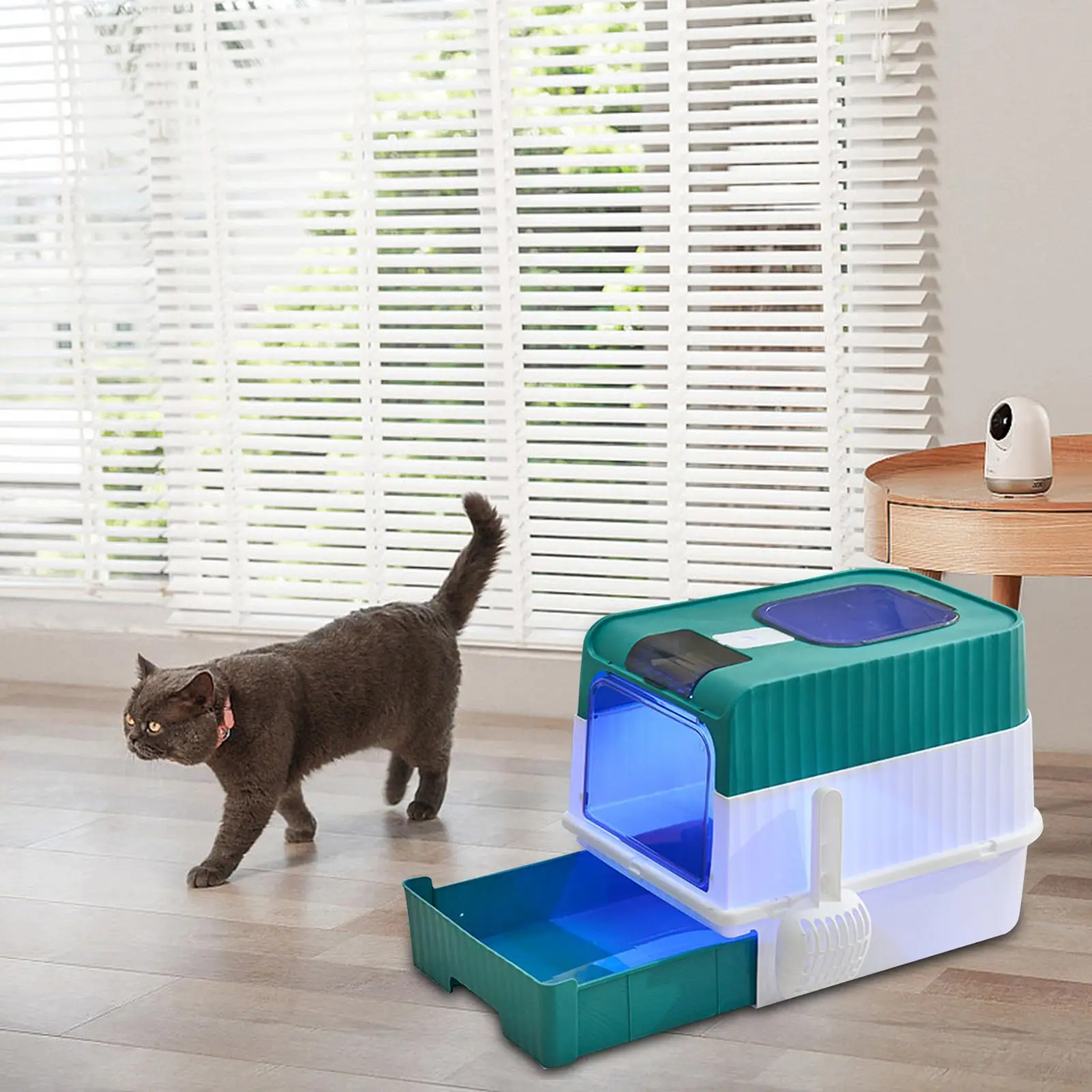 Enclosed and Covered Cat Litter Box Heighten Pet Bedpan Hooded Cat Toilet for Indoor Cats Small Animals Medium Large Cats Rabbit