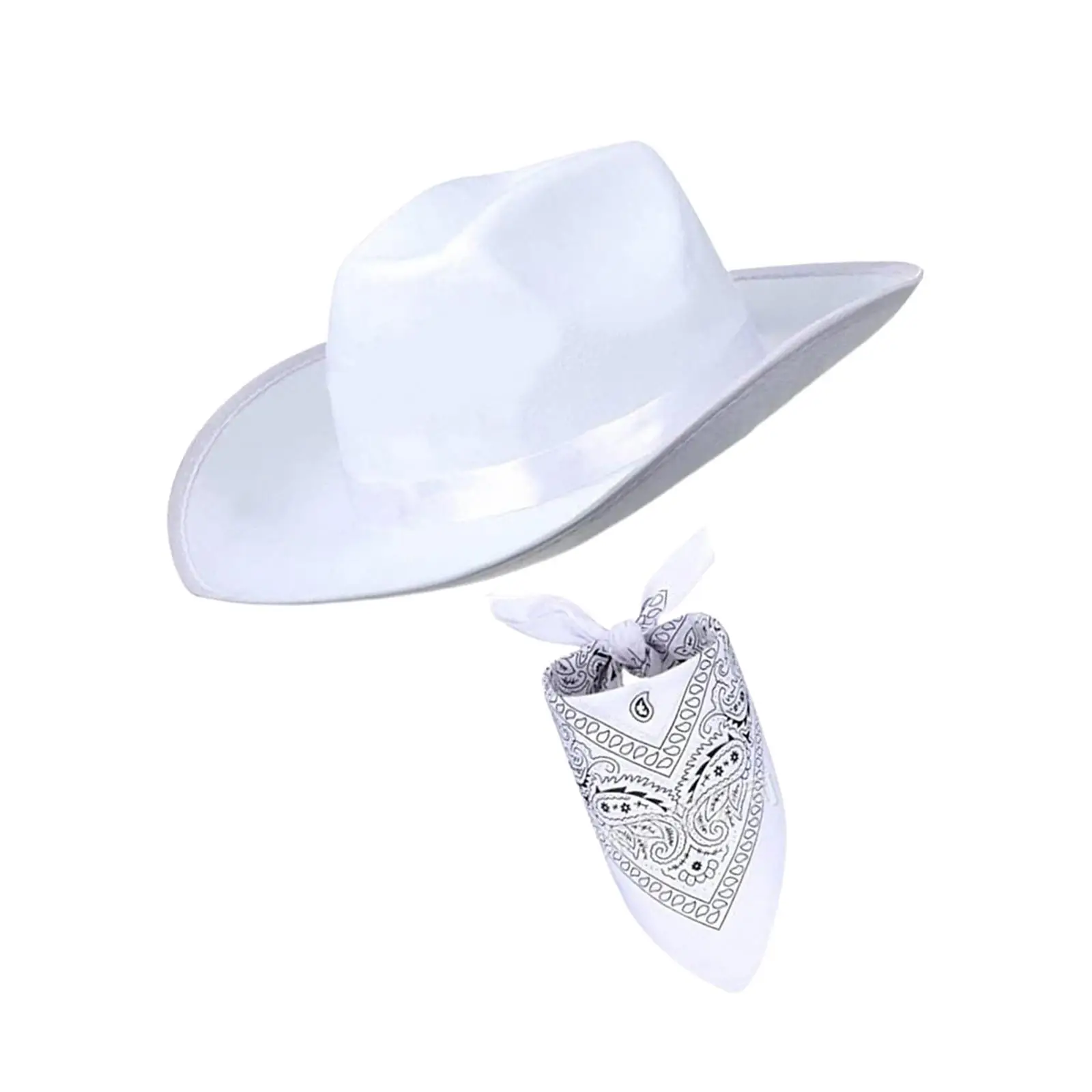 Cowboy Hat with Bandanna Big Brim Cap for Women and Men Performance Dress up