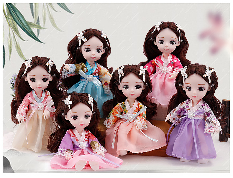 Retro Bjd Doll Accessories Chinese Style Decoration Props Screen Group Fan Flute Guzheng Musical Instrument Childrens Toy Gift