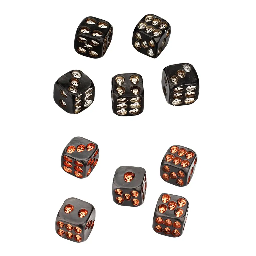 Set of 5 Pcs Resin Creative black color skull  Grinning 3D Skeleton  Scary Novelty Board Game for Club Pub Party
