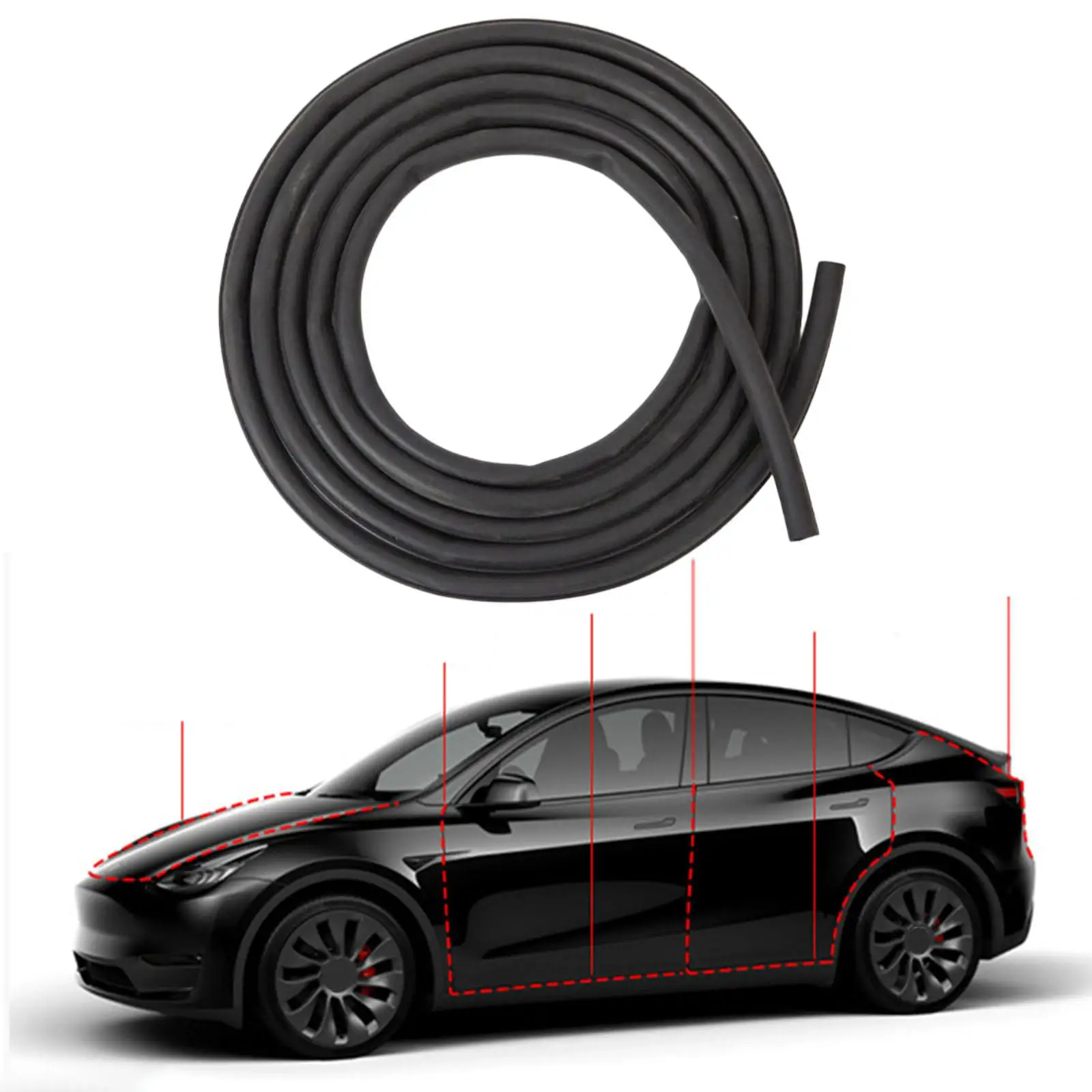 Draft Seal Strip Rubber Weather Draft Seal Noise Reduction Weatherproof Seal Kit Door Seal Kit Soundproof Fit for Model 3/Y