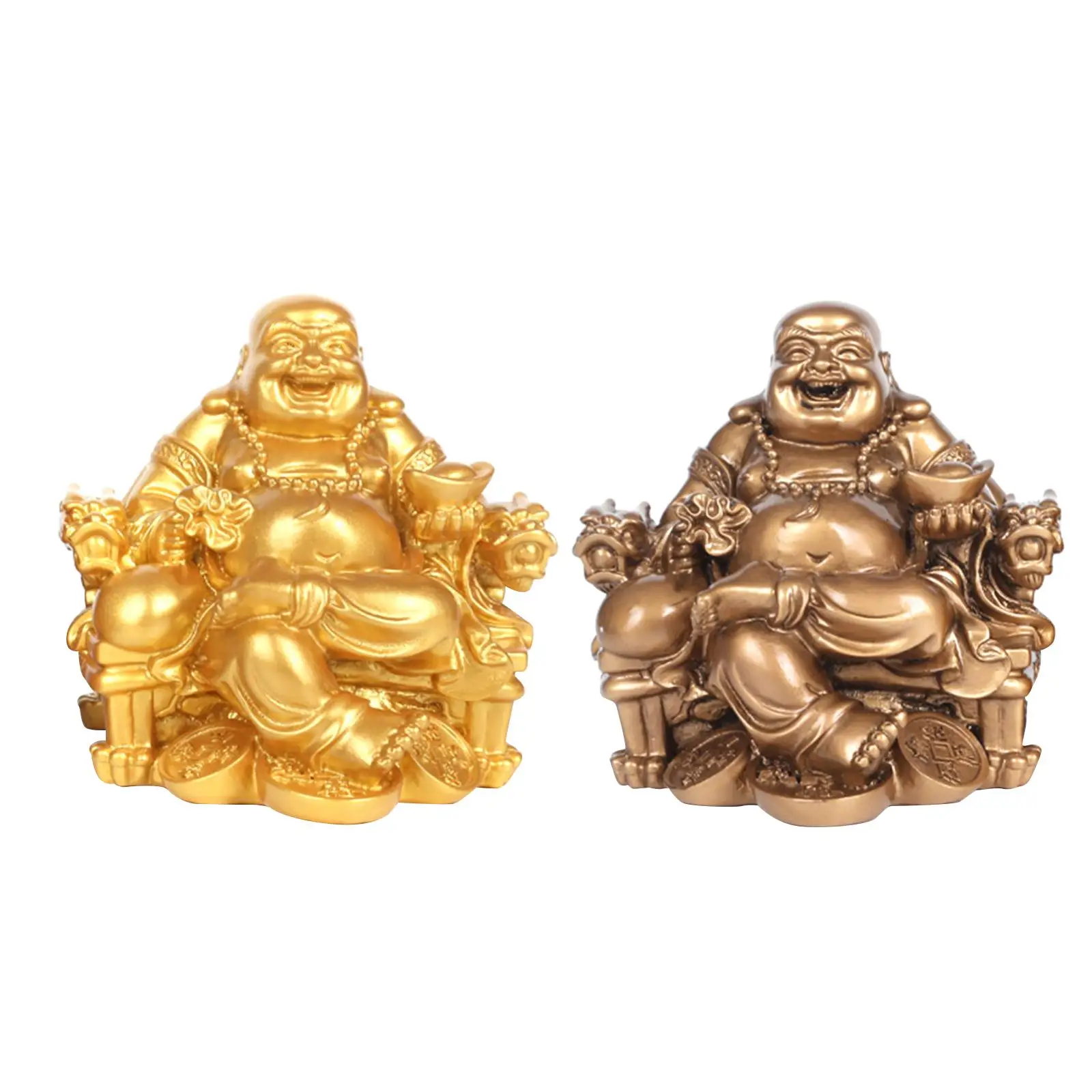 Resin Buddha Statues Sculpture Figurine Fengshui Good Luck for Shelf Tea Room Collectible Decoration Ornament