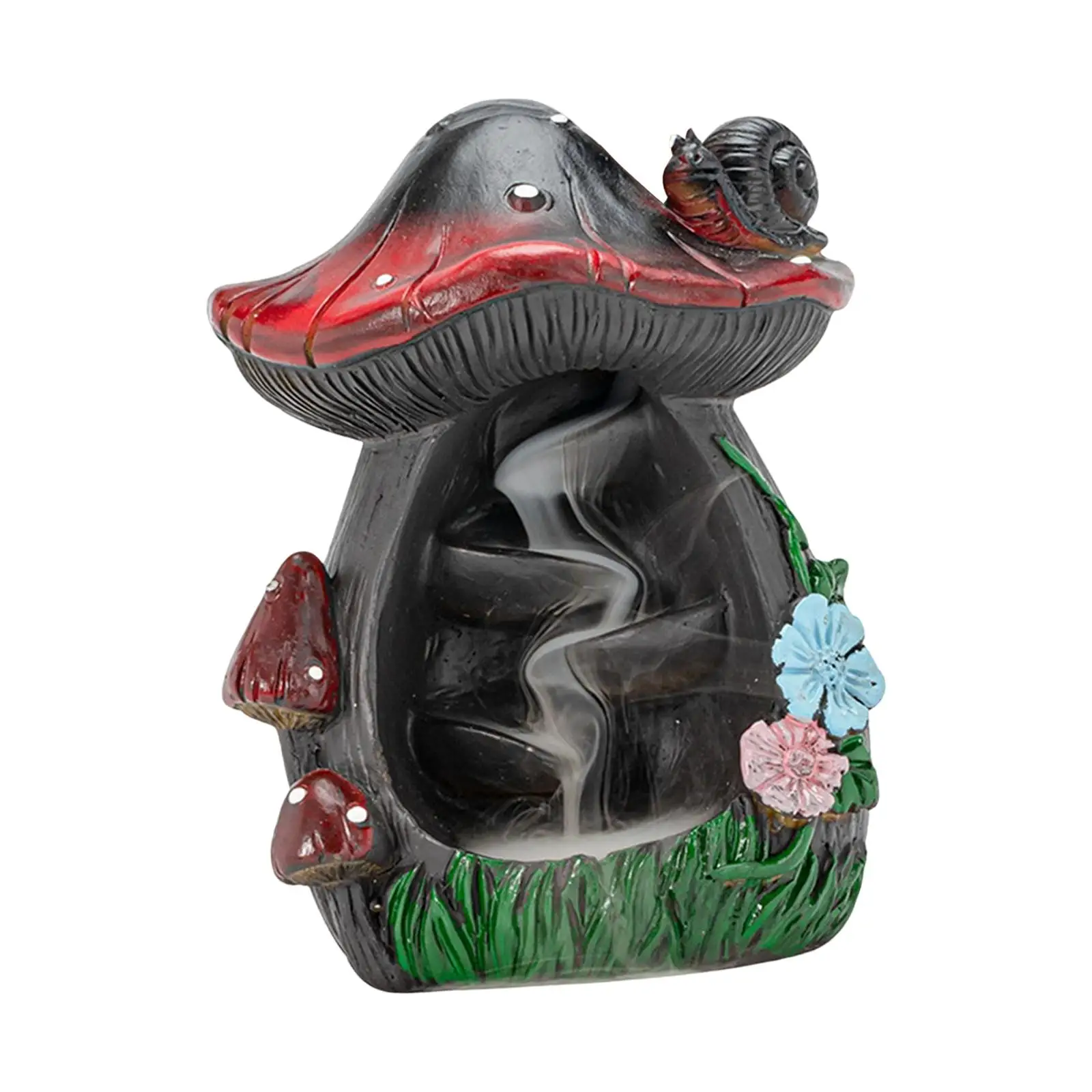 Backflow  Burner Censer Waterfall  Cones Holder Mushroom Statue Collectible Fragrance for Livingroom Hotel Accent