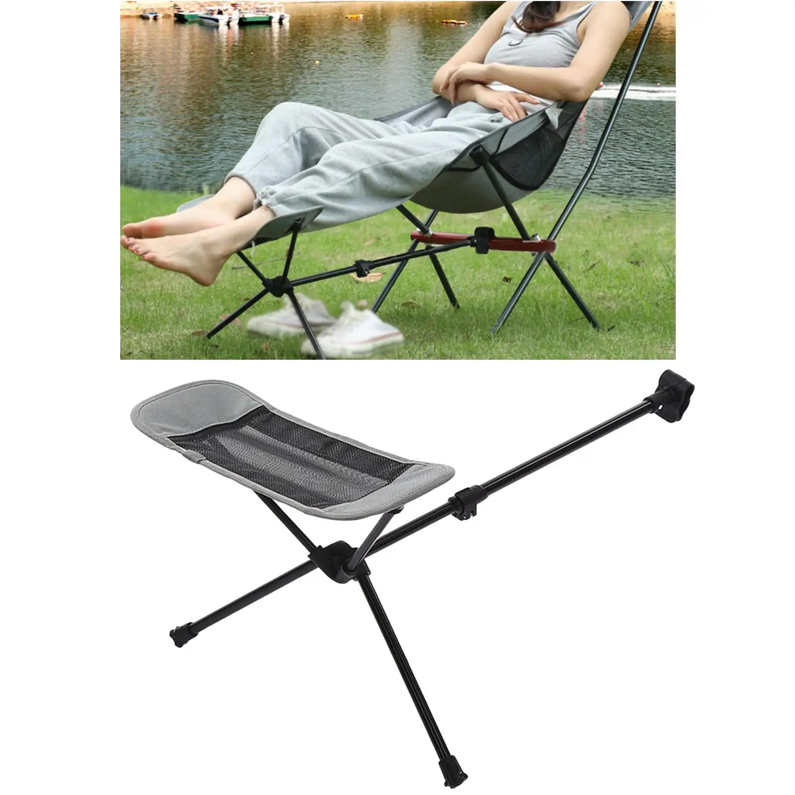 Portable Folding Chair Footrest Aluminum Alloy Folding Camping Hiking Recliner Footstool Feet Rest Bracket Retractable Foot Rest