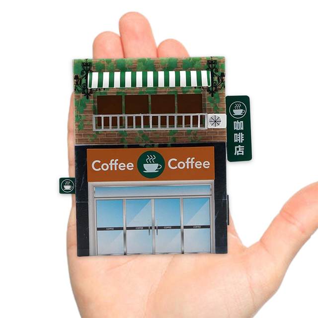 1:64 Simulation Cafe Decorative Multipurpose Collection Miniature Coffee Shop for Micro Landscape Scene Layout Props Girls Boys