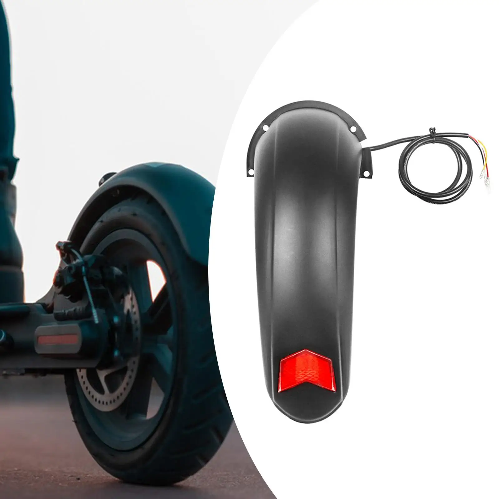 Tire Mudguard with Taillights Cycling Accessories Spare Parts Electric Scooter Rear Fender for Skateboard 10in Wheels