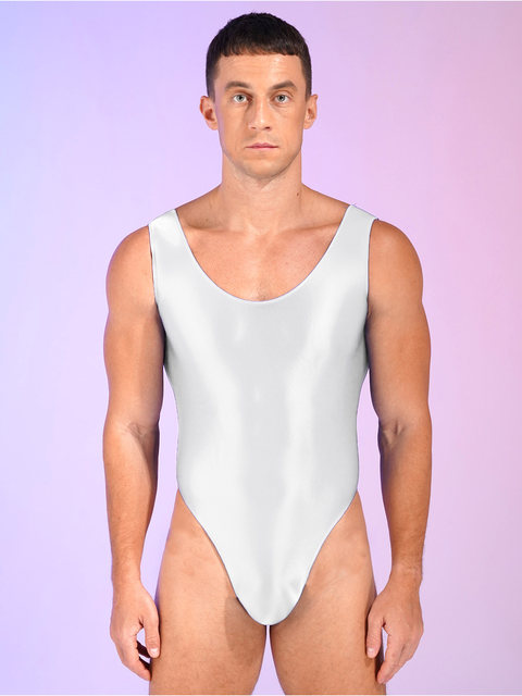 Men's One-piece Swimming Bodysuits Swimsuit Lingerie Teddies Bodysuit  Glossy High Cut Leotard Sleeveless Backless Sport Jumpsuit - Teddies &  Bodysuits - AliExpress