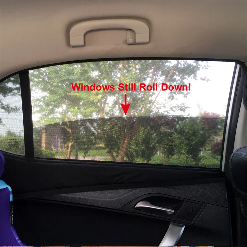 2 Pieces Car Rear Side Window Sun Shade Curtain Mesh  Protector
