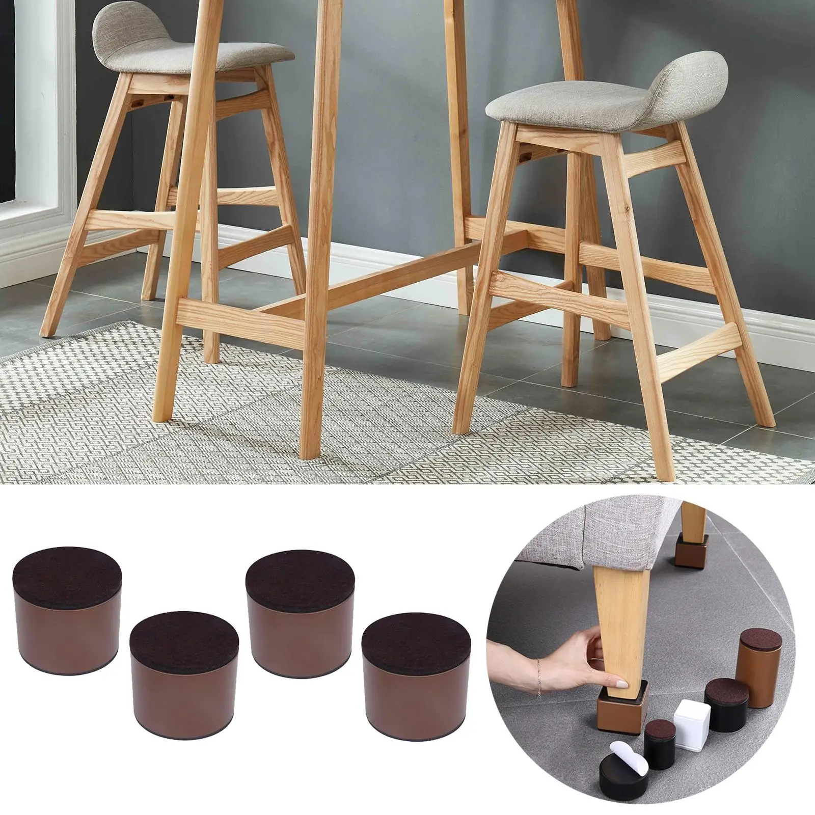 Set of 4 Bed Risers Furniture Lifts Cabinet Sofa Feet Protector Anti Slip Risers