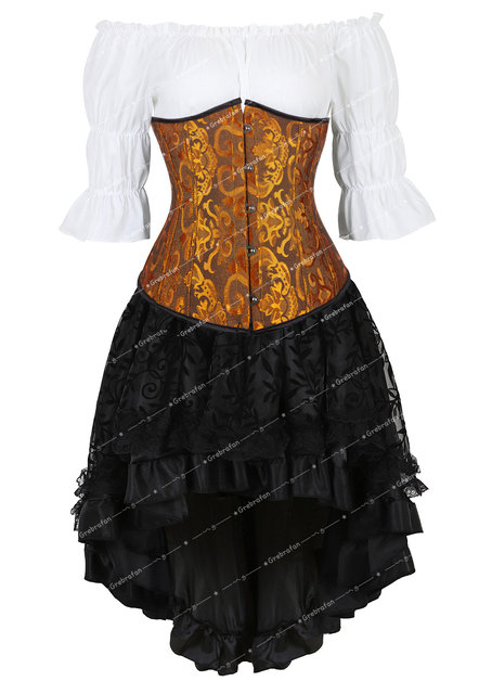 Corset Falda Tul Fiesta Conjunto Corset Y Falda De Tul Medieval Para Mujer - Estilo Steampunk/gótico, Para Fiestas, Halloween Y Cosplay Vestuario Teatral Y Cosplay