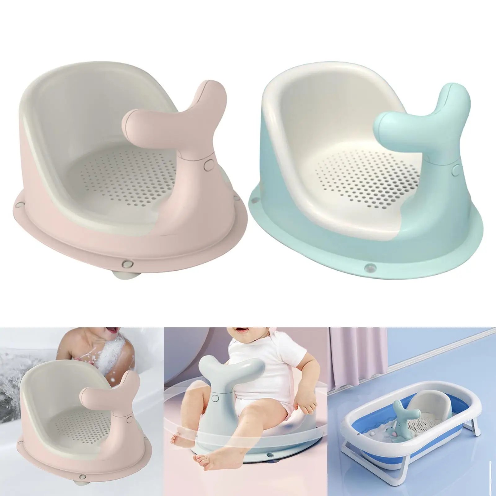 Baby Bath Tub Seat Assisted Sitting Non Slip Soft Mat Sit up for Bathroom