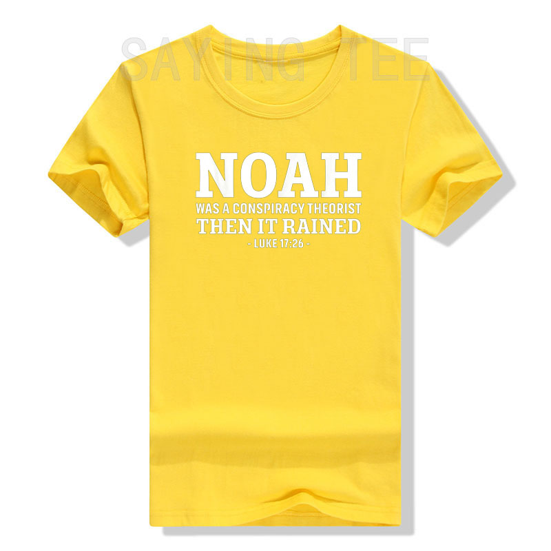 Noah war ein Verschwörung theoretiker, dann regnete es T-Shirt lustige Jesus Christen Sprüche Zitat Grafik Tee Top Veteran Militär geschenk – Detail 14