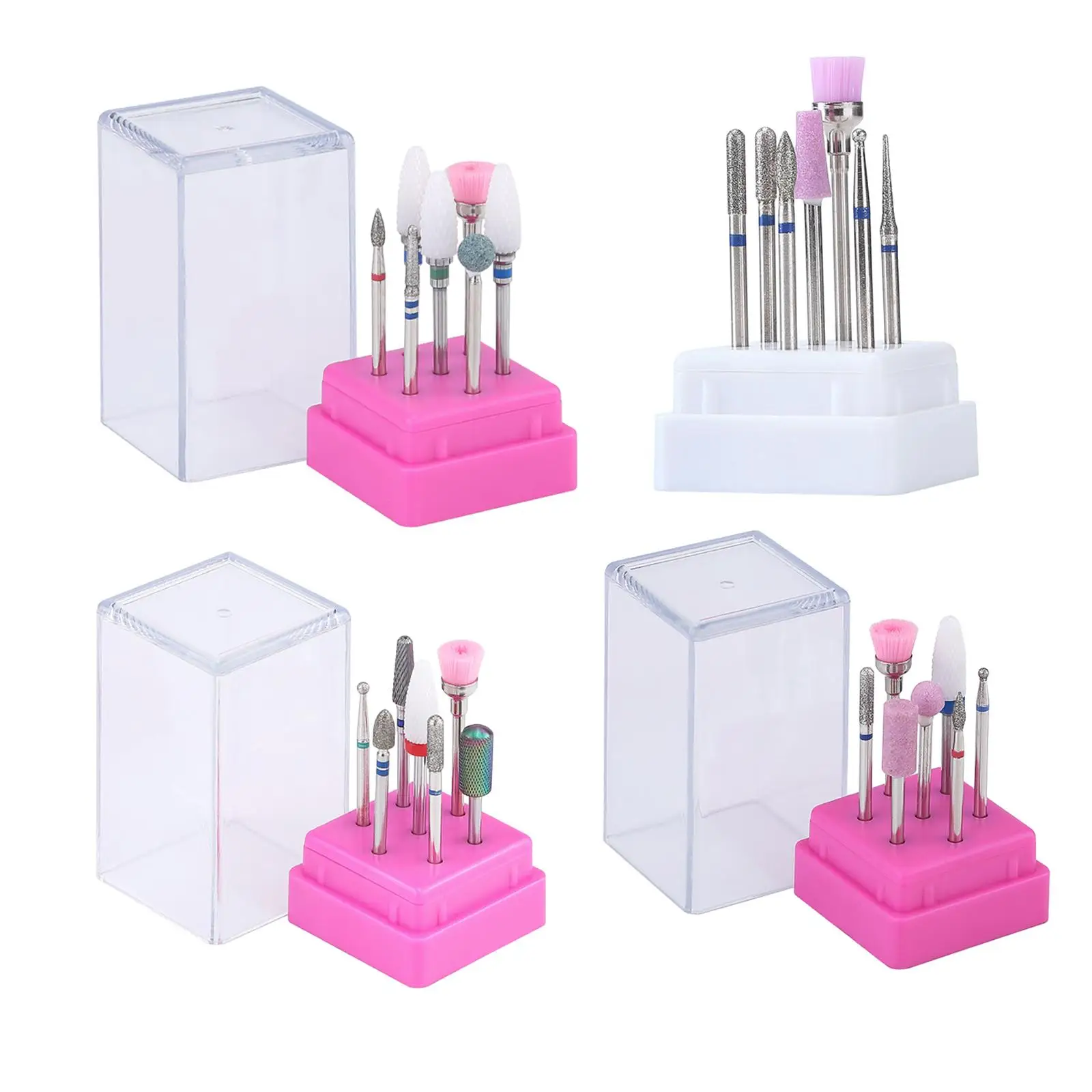 Electric Nail Drill Bits Kit with Holder Box Professional 7x Polishing File Grinding Heads for Sculpt Nail Polish Professionals