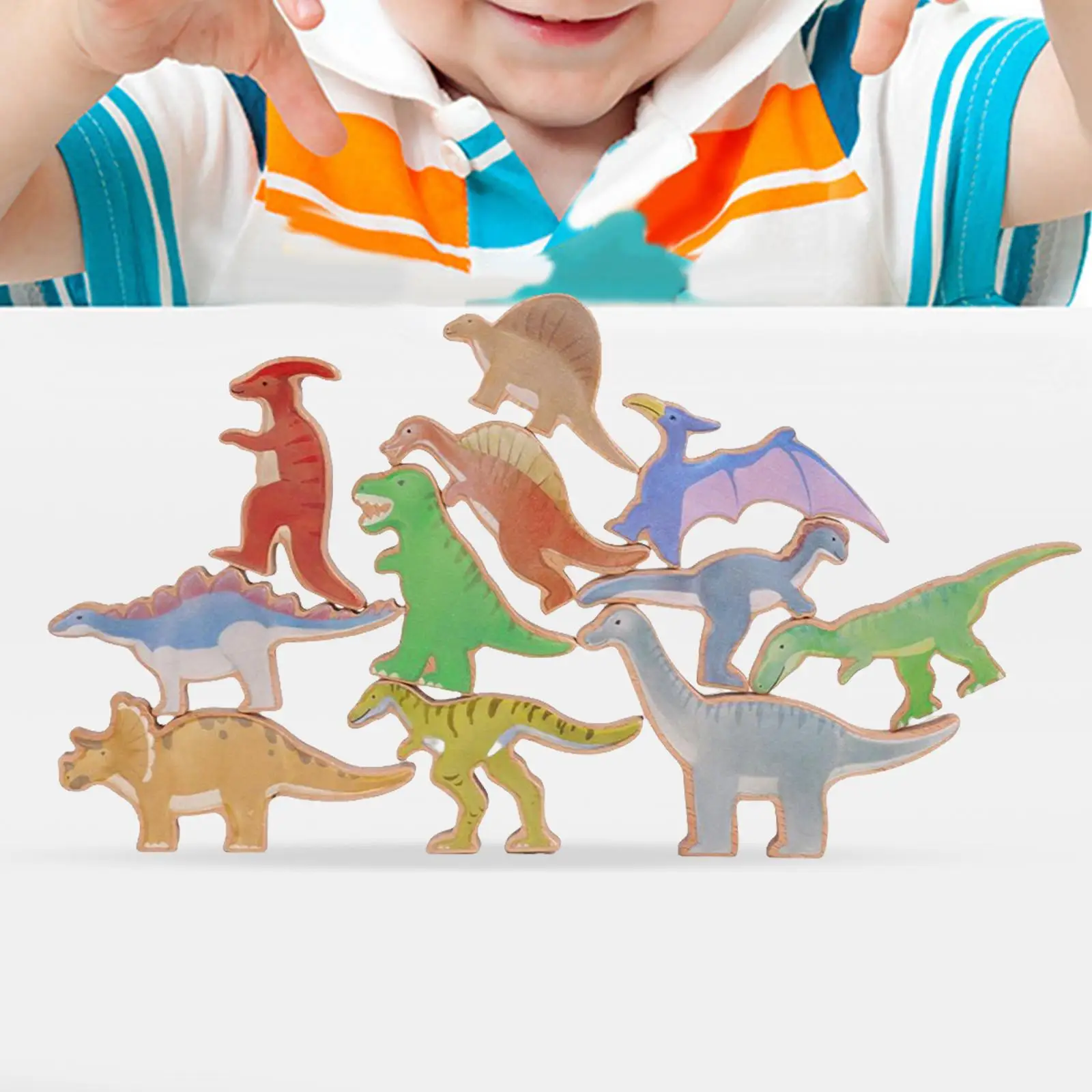 Montessori Wooden Blocks Dinosaur Toys Learning Toys Educational Toys Brain Development for Girls Boys Children Toddler Gifts