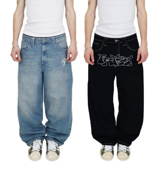 Y2k Mens Jeans Badfriend Hip Hop Letter Print Black Pants Men