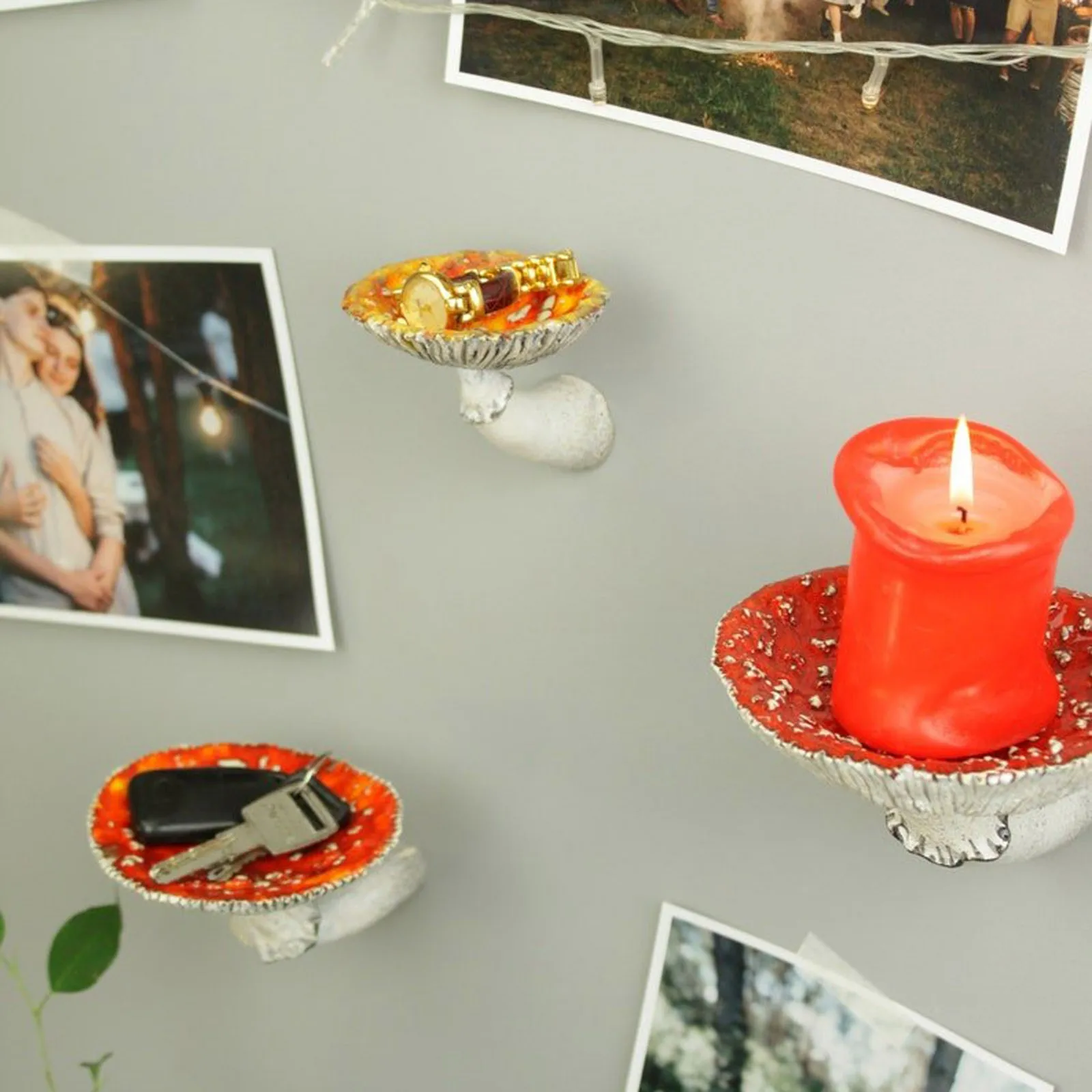 Mushroom Hanging Shelf Resin Wall Floating Shelf Amanita Mushroom Shape Home Decor Ornaments for Wall Hanging Shelves 2022