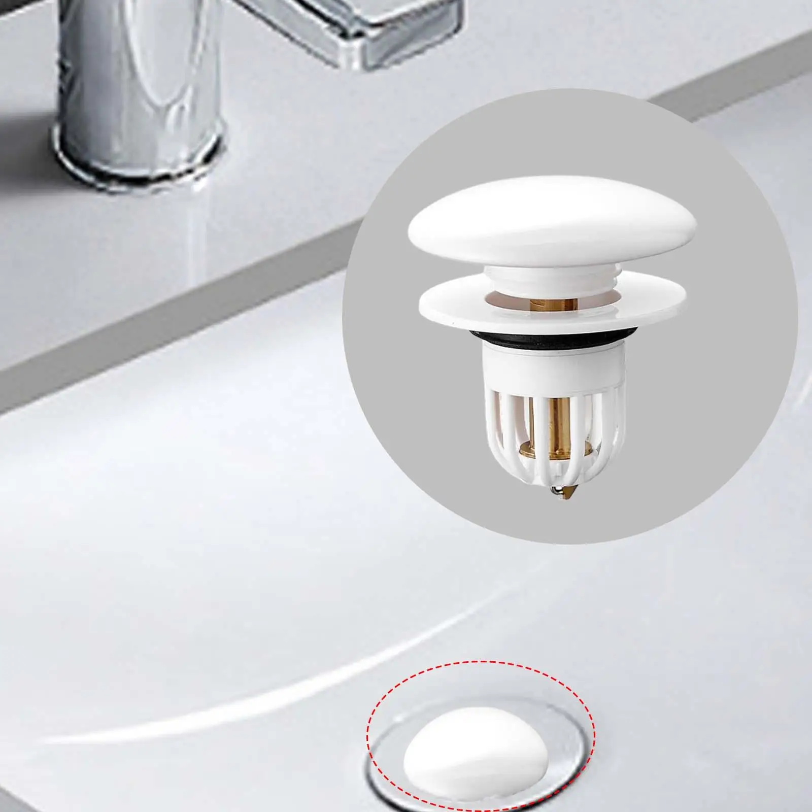 Push Type Basin Bound Drain Filter Sink Drain Filter Basin Sink Drain Strainer for Bathroom Household Kitchen Washroom Hotel